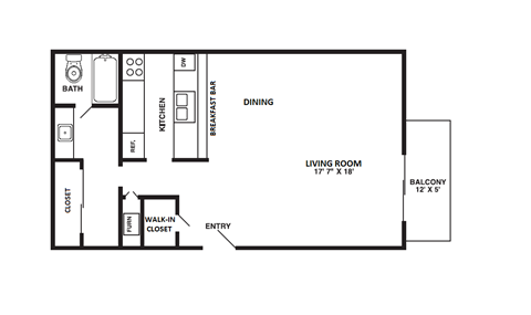 STUDIO - 1 Bath | 509 sq ft